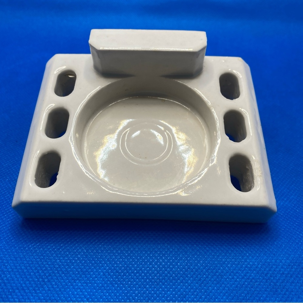 Vintage White Porcelain Toothbrush & Cup Wall-Mount Holder